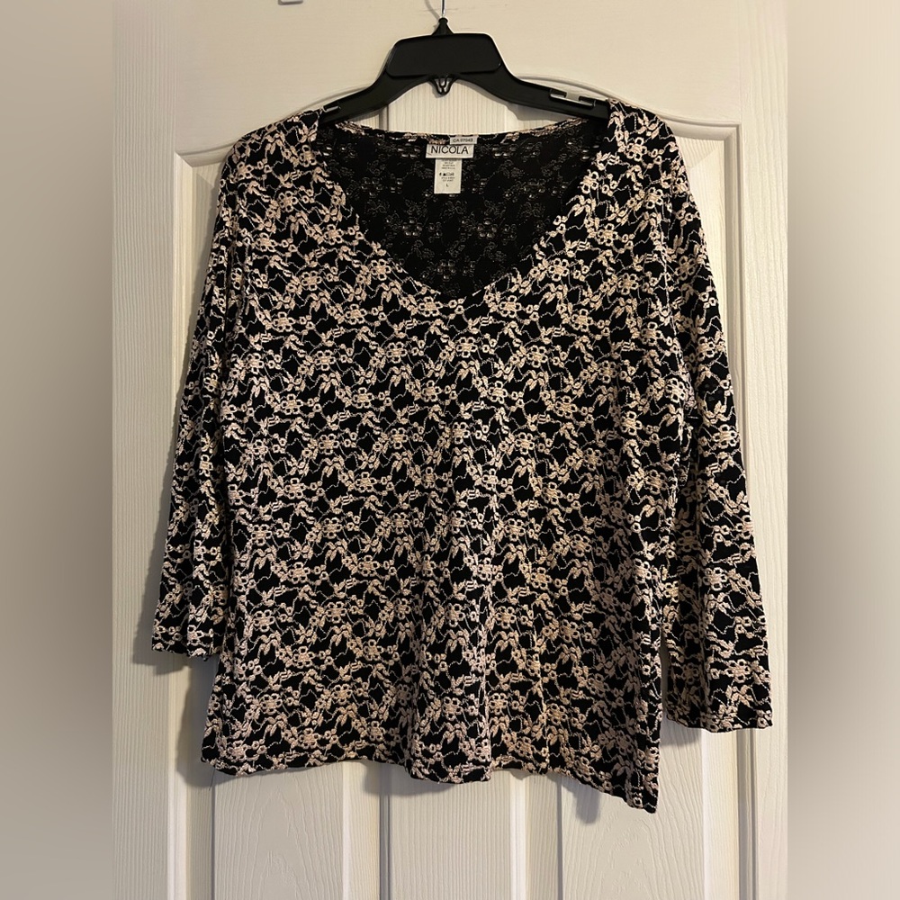 Black and gold lace look top